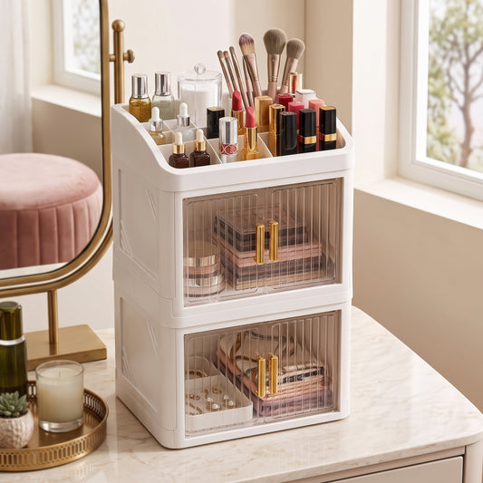 AINEXA 3-Layer Cosmetic & Makeup Organiser with Drawers – White