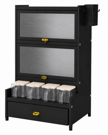 AINEXA 2-Layer Kitchen Storage Cabinet with Drawer & 4 Storage Boxes – Black