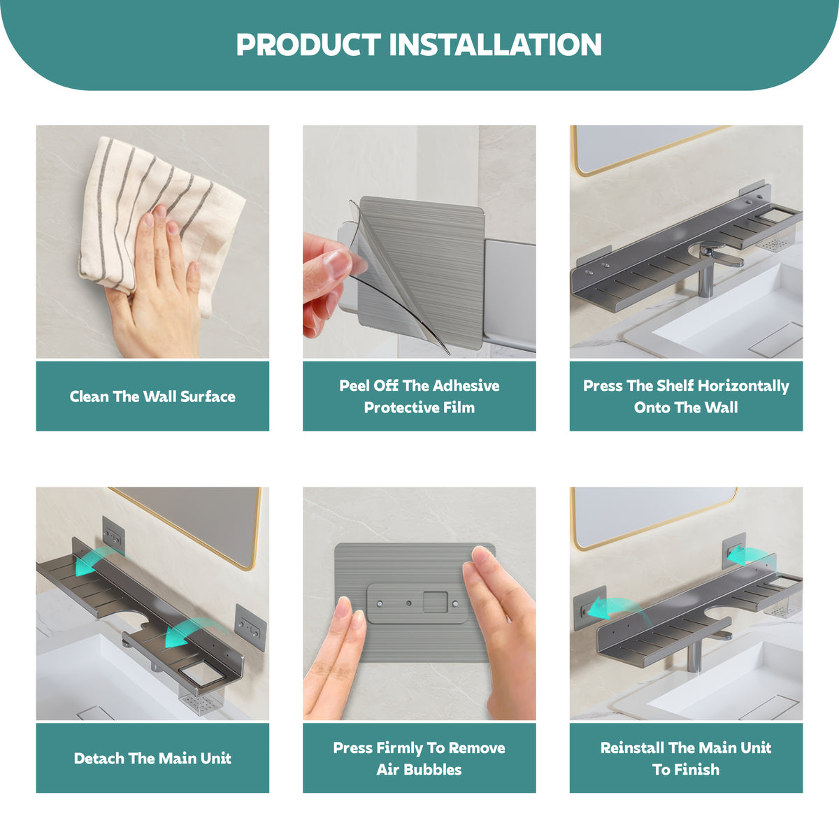 AINEXA Aluminium Floating Wall Shelf – Modern Space-Saving Organiser