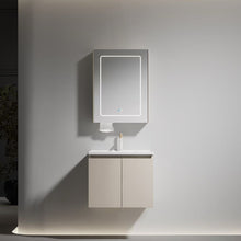 AINEXA Wall-Mounted Bathroom Vanity with Ceramic Wash Basin & LED Mirror Cabinet – Grey