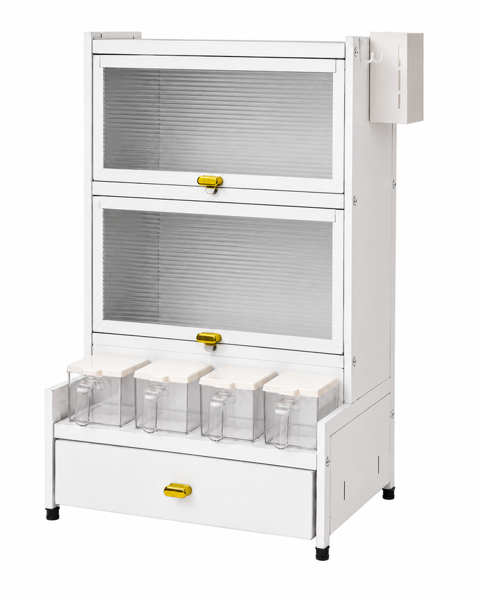 AINEXA 2-Layer Kitchen Storage Cabinet with Drawer & 4 Storage Boxes – White