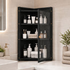 AINEXA 40 cm 3-Layer Bathroom Corner Cabinet with Door – Black