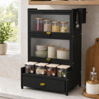 AINEXA 2-Layer Kitchen Storage Cabinet with Drawer & 4 Storage Boxes – Black