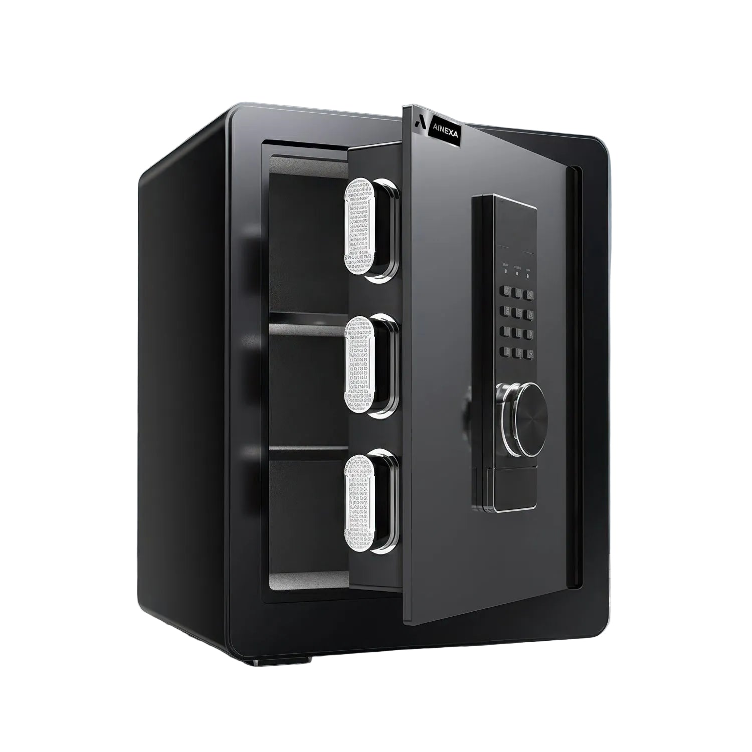 AINEXA Digital Password Safe Locker with Alarm & Adjustable Shelf – Black