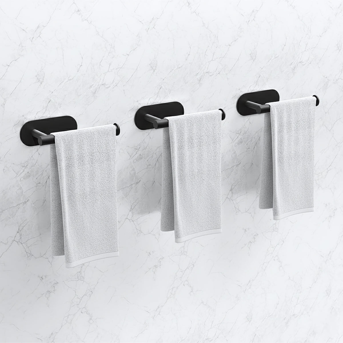 AINEXA 3-Piece Self-Adhesive Aluminium Tissue & Towel Holder – Black