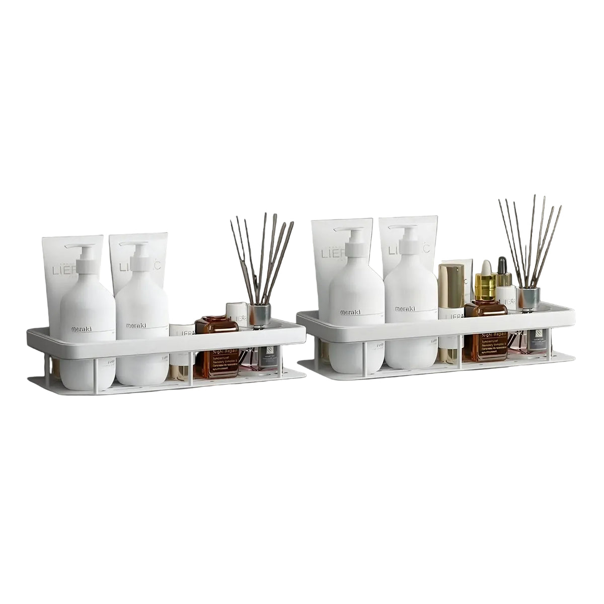 AINEXA 2-Piece Self-Adhesive Bathroom Shelves – Black