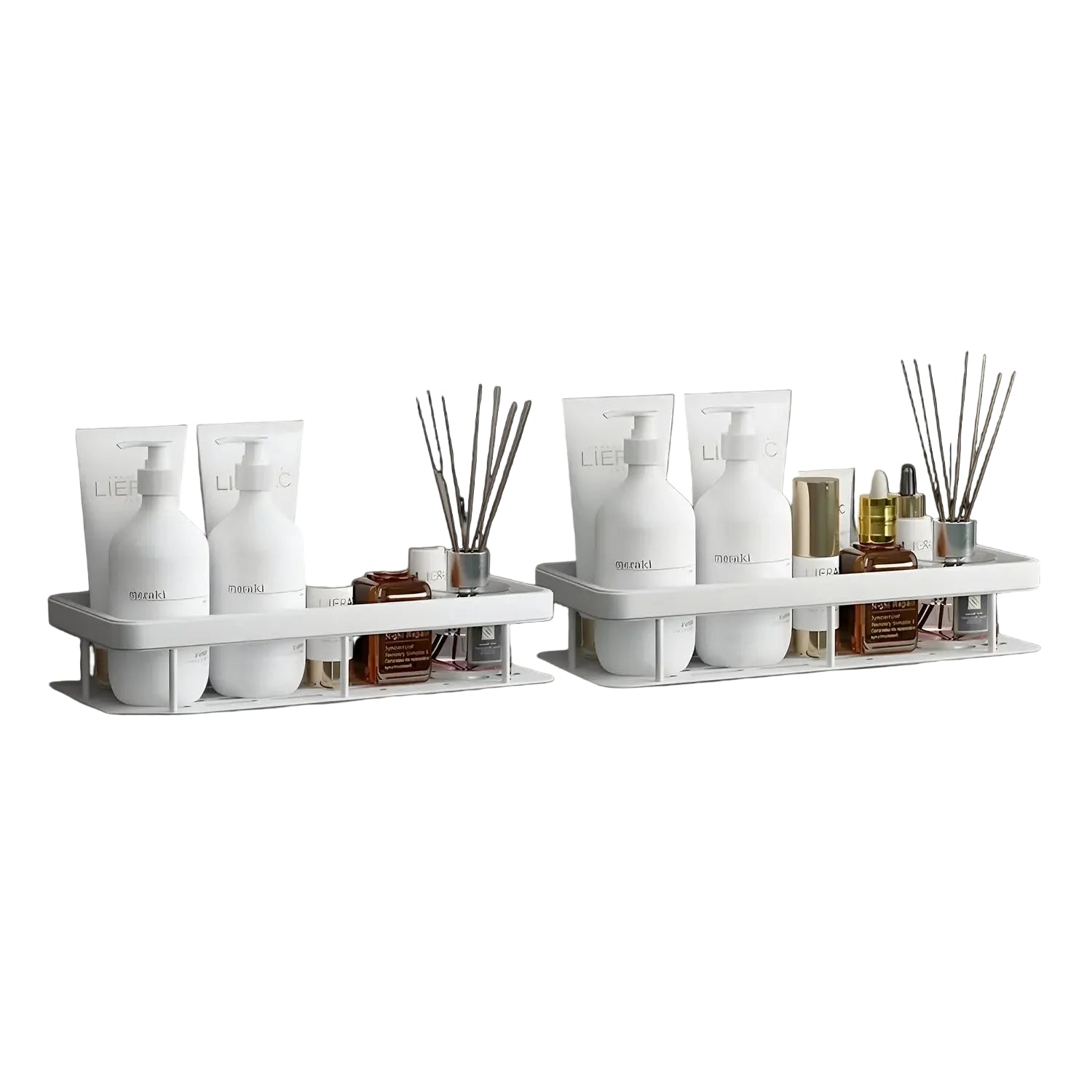 AINEXA 2-Piece Self-Adhesive Bathroom Shelves – Black
