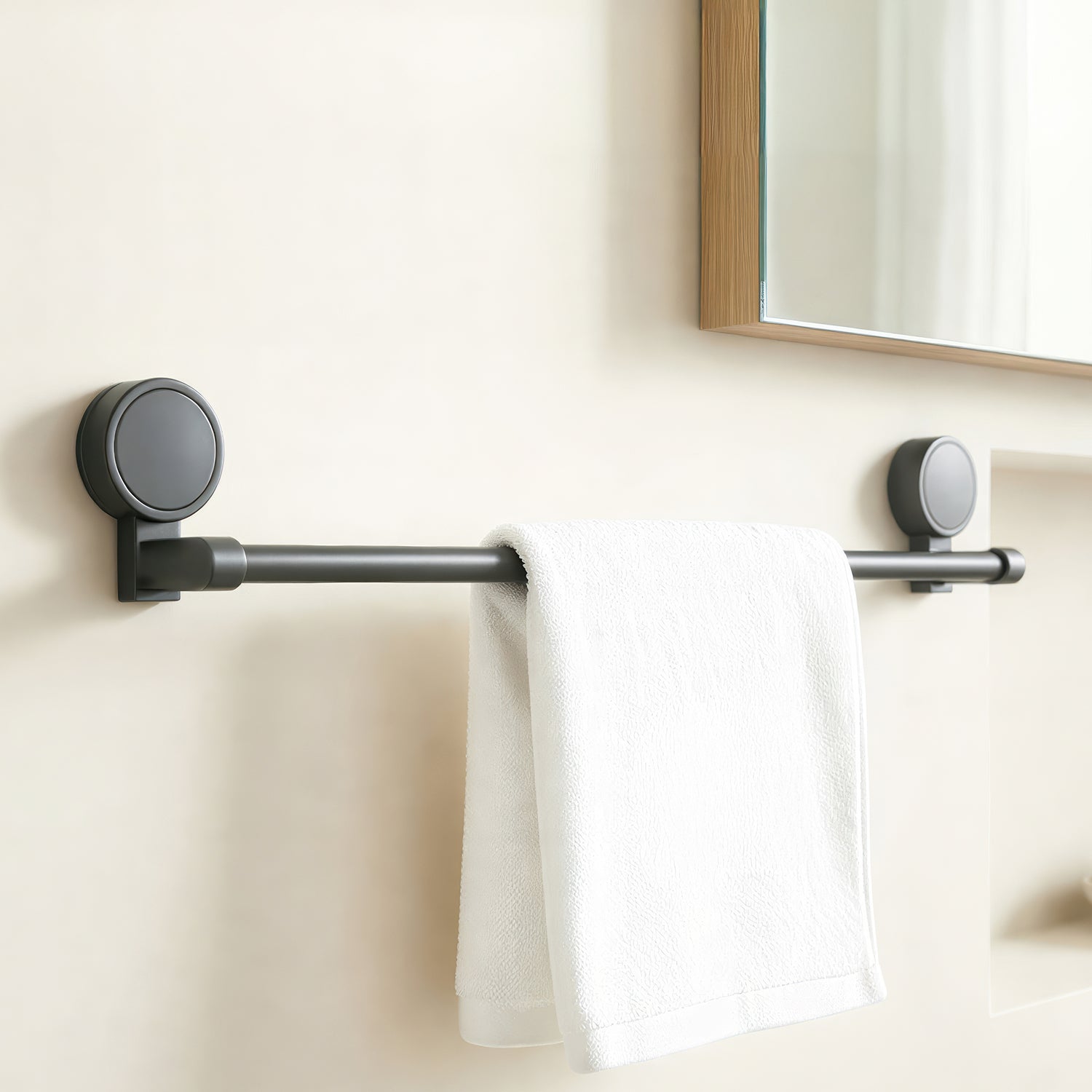 AINEXA Vacuum Suction Aluminium Single Towel Bar – Matte Grey