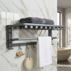 AINEXA Vacuum Suction Aluminium Towel Rack with Hooks – Matte Grey