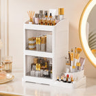 AINEXA 3-Layer 360° Rotating Makeup Organiser with Brush Holder – White