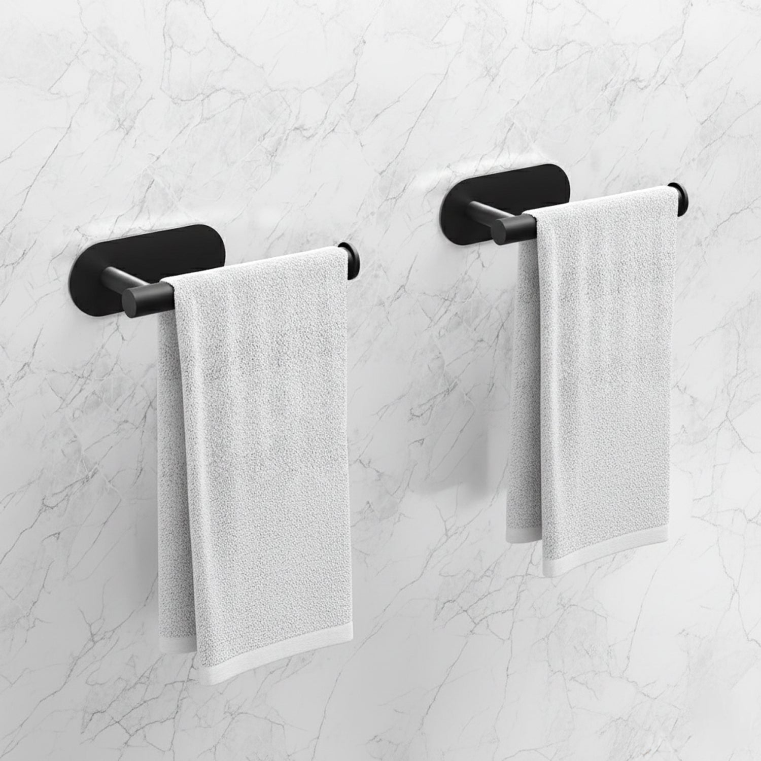 AINEXA 2-Piece Self-Adhesive Aluminium Tissue & Towel Holder – Black