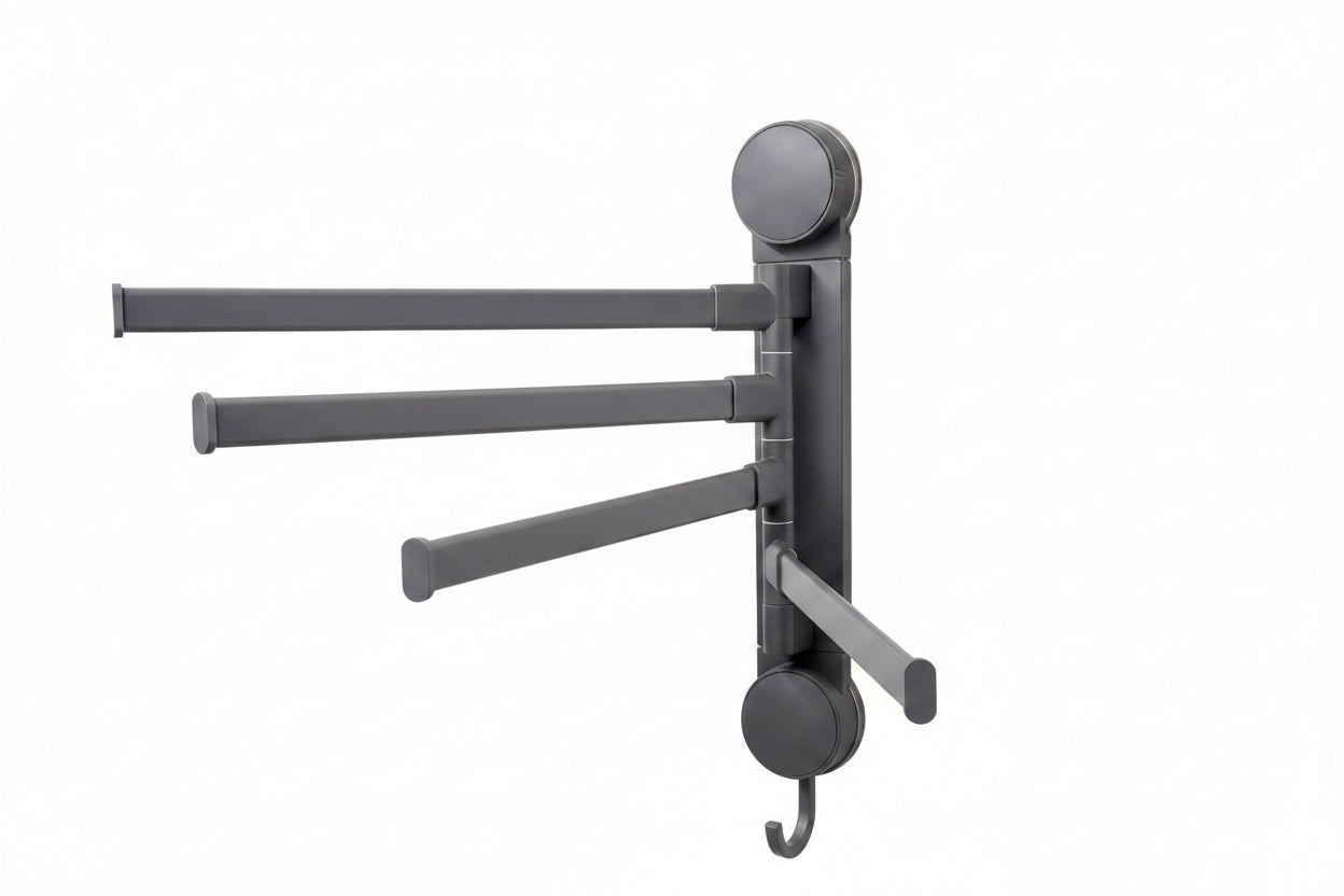 AINEXA 4-Bar Vacuum Suction Aluminium Towel Rack – Matte Grey