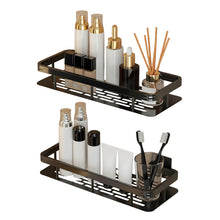AINEXA 2-Piece Self-Adhesive Aluminium Bathroom Shelves – Matte Black