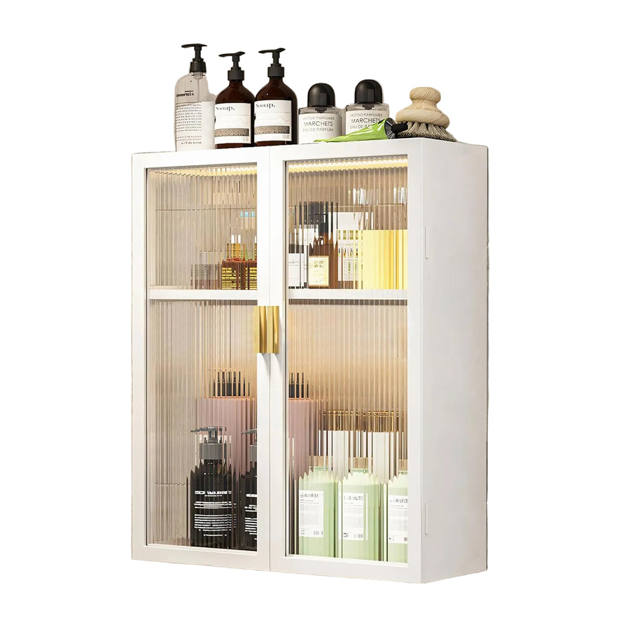 AINEXA 50 cm 2-Layer Wall-Mounted Bathroom Storage Cabinet – White