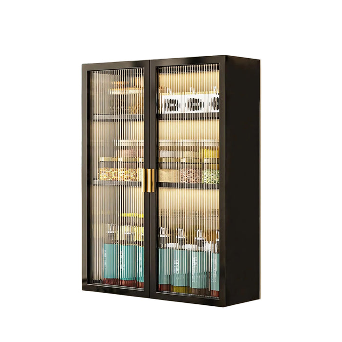 AINEXA 50 cm Wall-Mounted 3-Layer Kitchen Storage Cabinet – Black