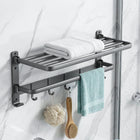 AINEXA 24-Inch Aluminium Towel Rack with Hooks – Matte Grey