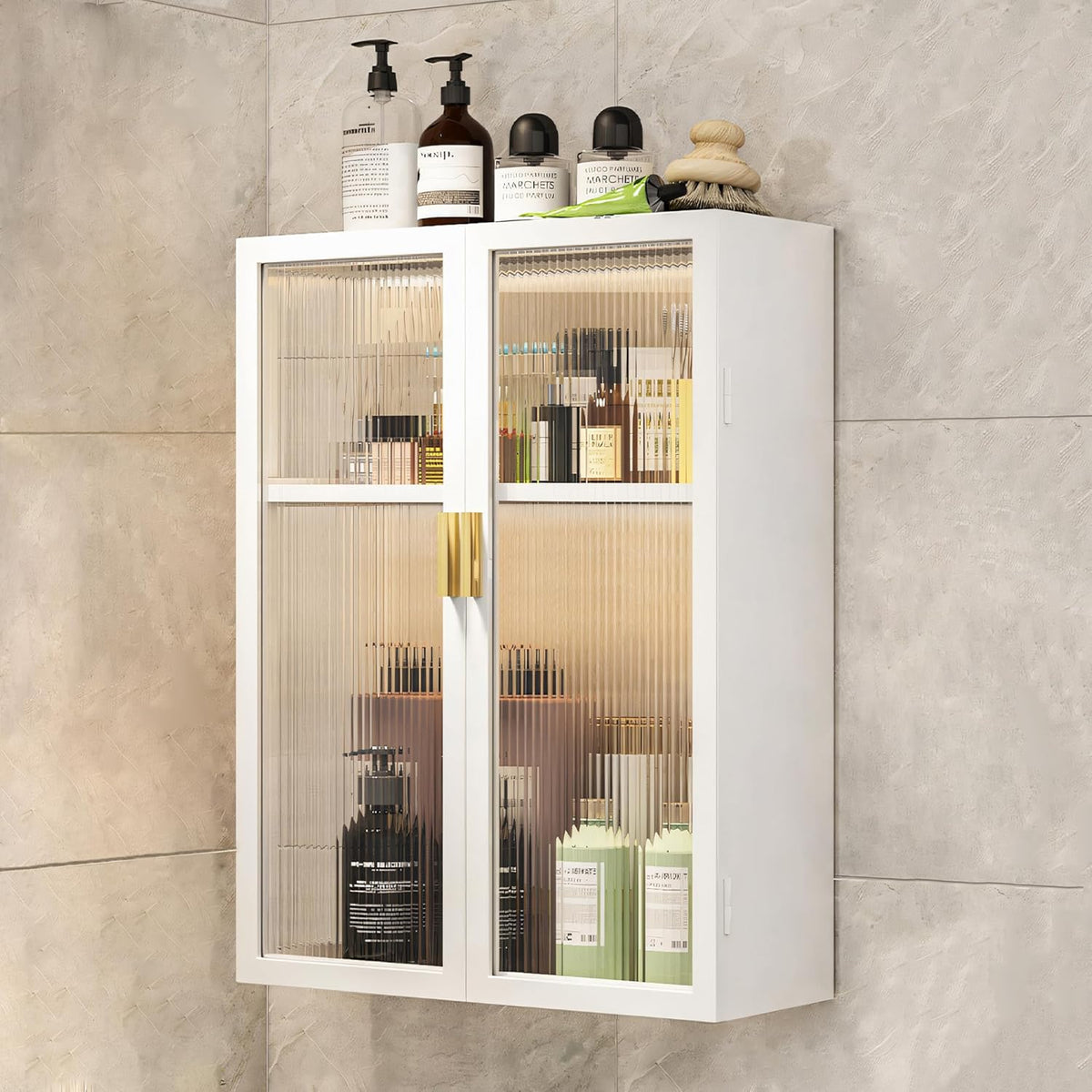 AINEXA 40 cm 2-Layer Wall-Mounted Bathroom Storage Cabinet – White