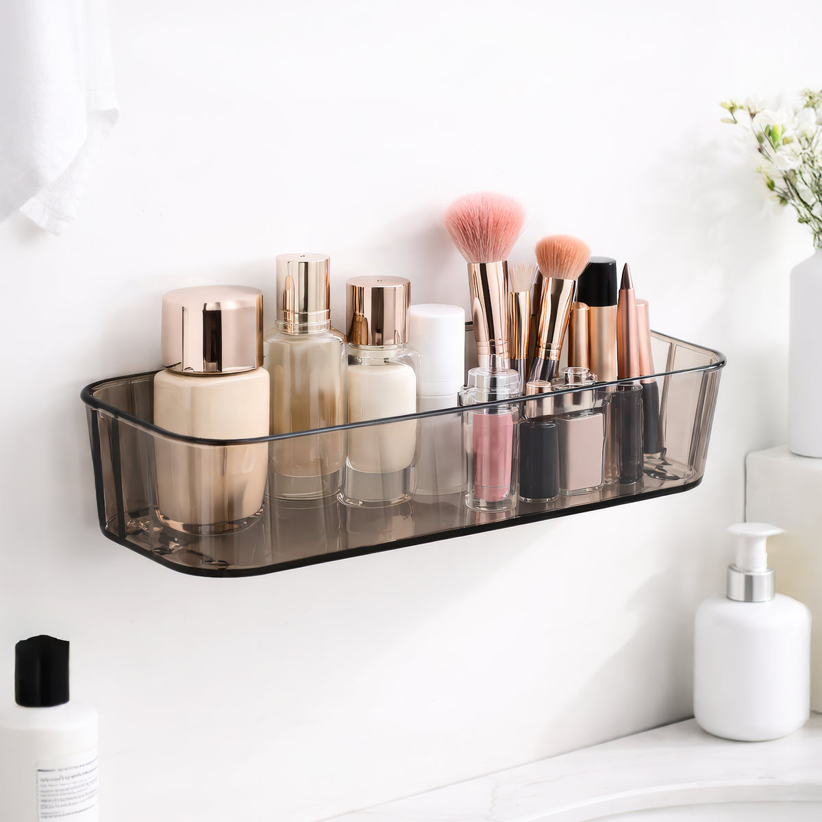 AINEXA Self-Adhesive Transparent Makeup Organizer – No Drill