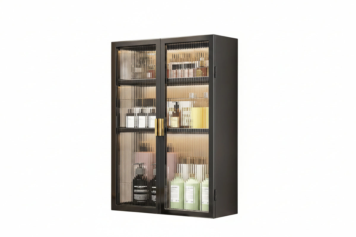 AINEXA 50 cm 3-Layer Wall-Mounted Bathroom Storage Cabinet – Black