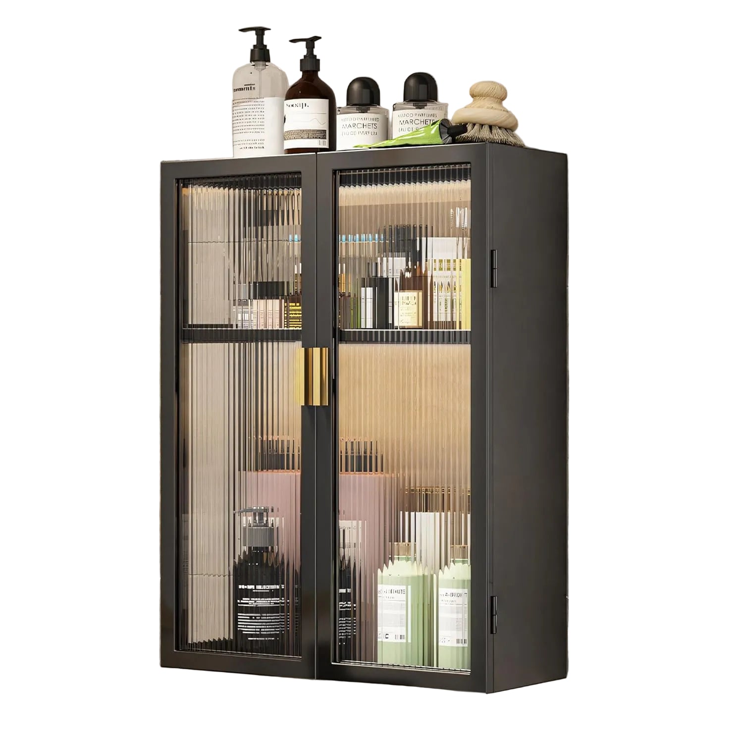 AINEXA 40 cm 2-Layer Wall-Mounted Bathroom Storage Cabinet – Black