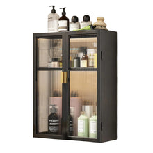 AINEXA 40 cm 2-Layer Wall-Mounted Bathroom Storage Cabinet – Black