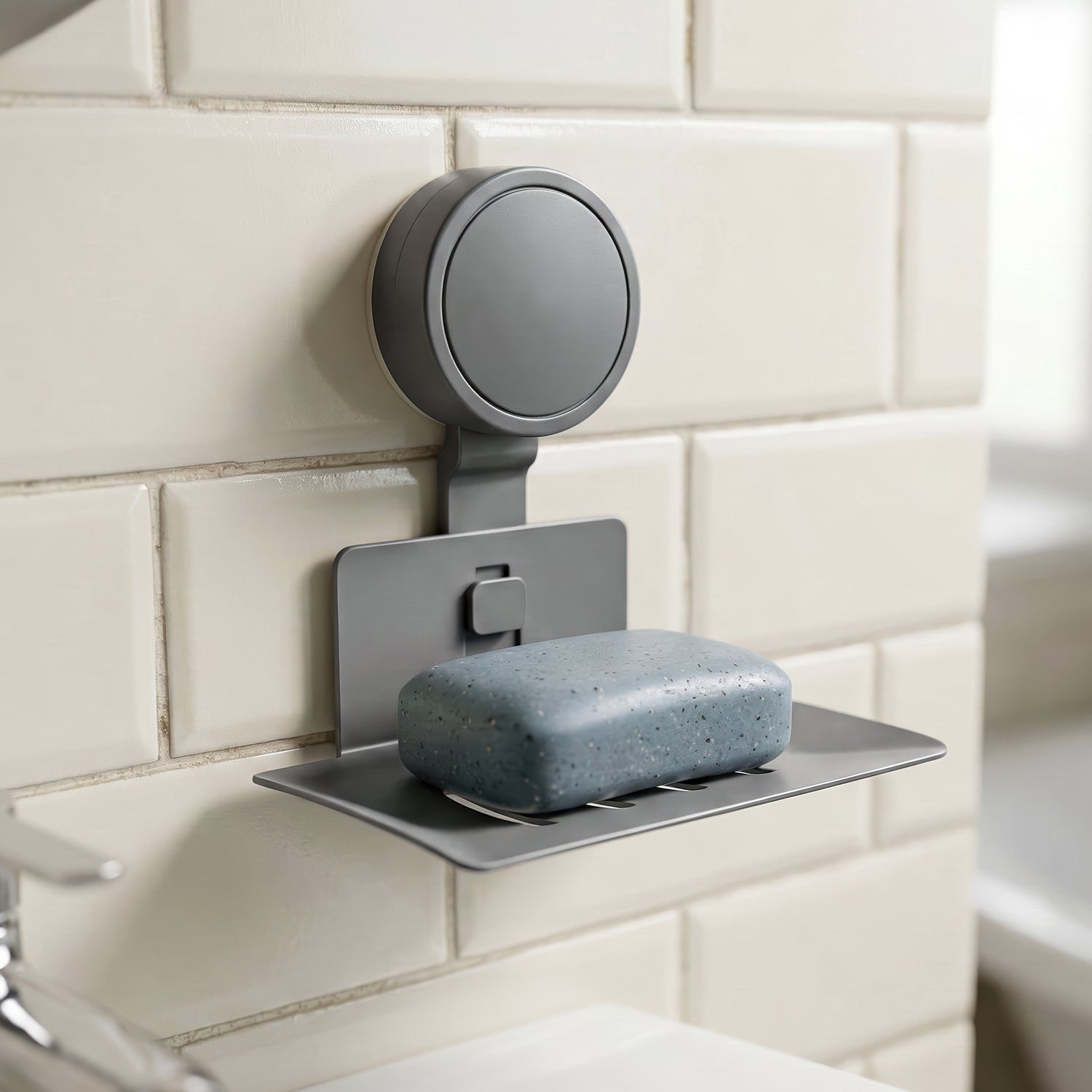 AINEXA Vacuum Suction Wall-Mounted Soap Holder – Grey