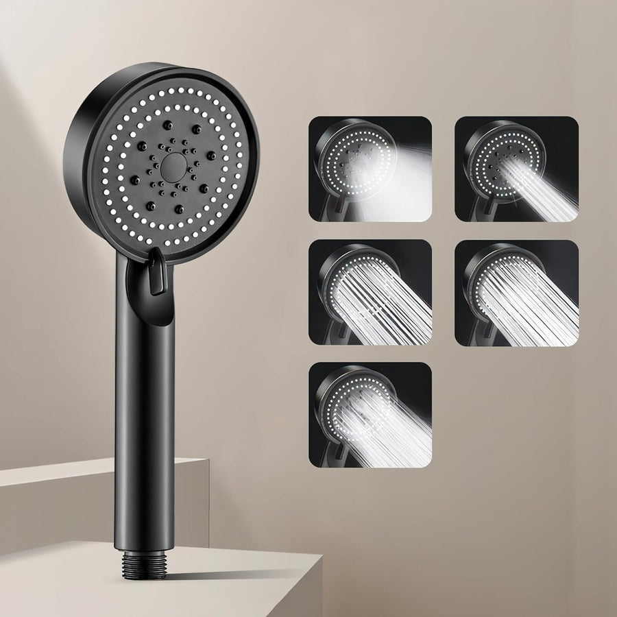 AINEXA 5-Mode High-Pressure Handheld Shower Head – Black