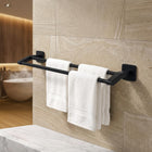 AINEXA Self-Adhesive Aluminium Double Towel Rack – Matte Black