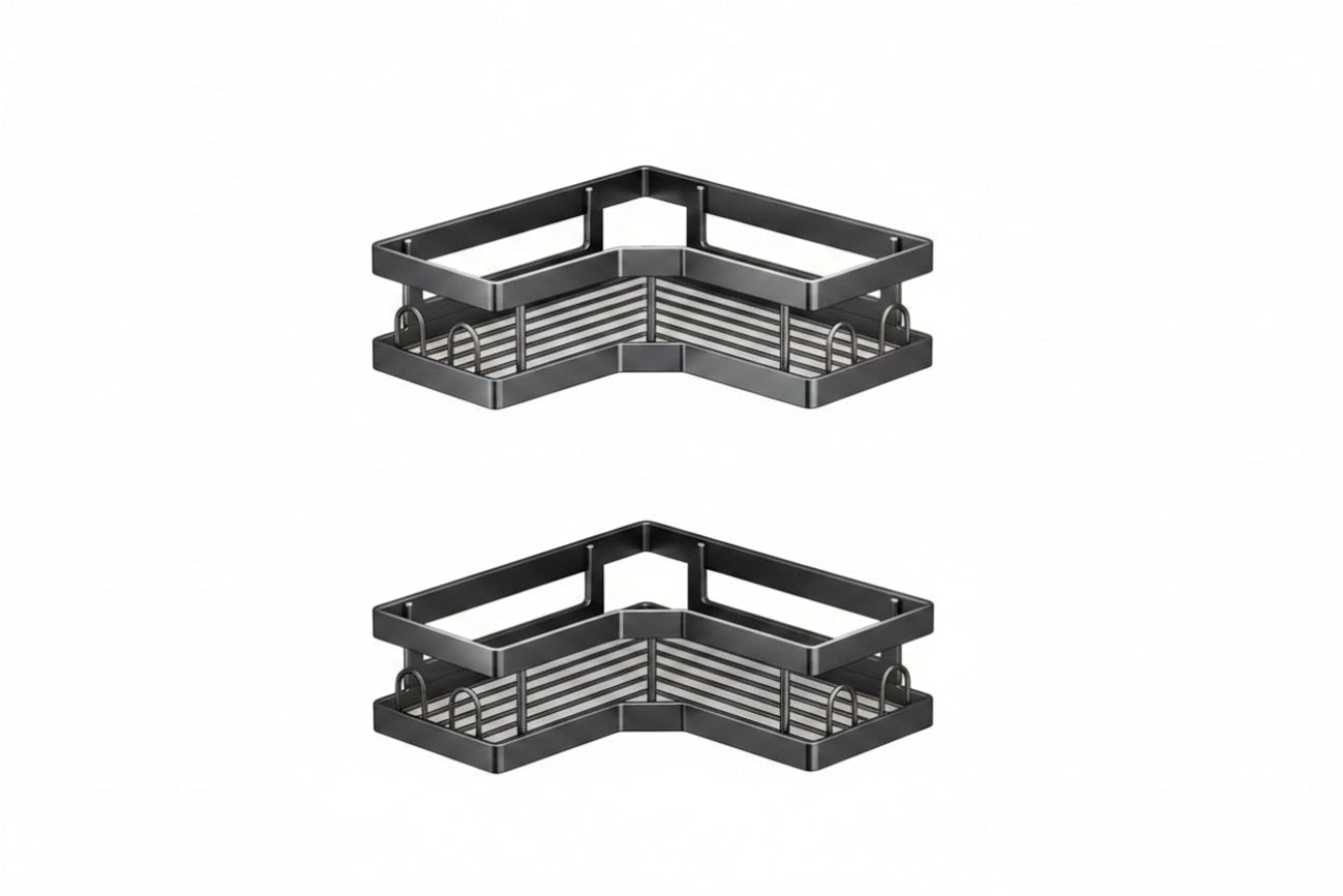 AINEXA 2-Piece Self-Adhesive Carbon Steel Corner Shelves – No Drill