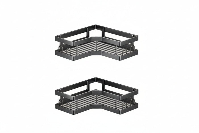 AINEXA 2-Piece Self-Adhesive Carbon Steel Corner Shelves – No Drill