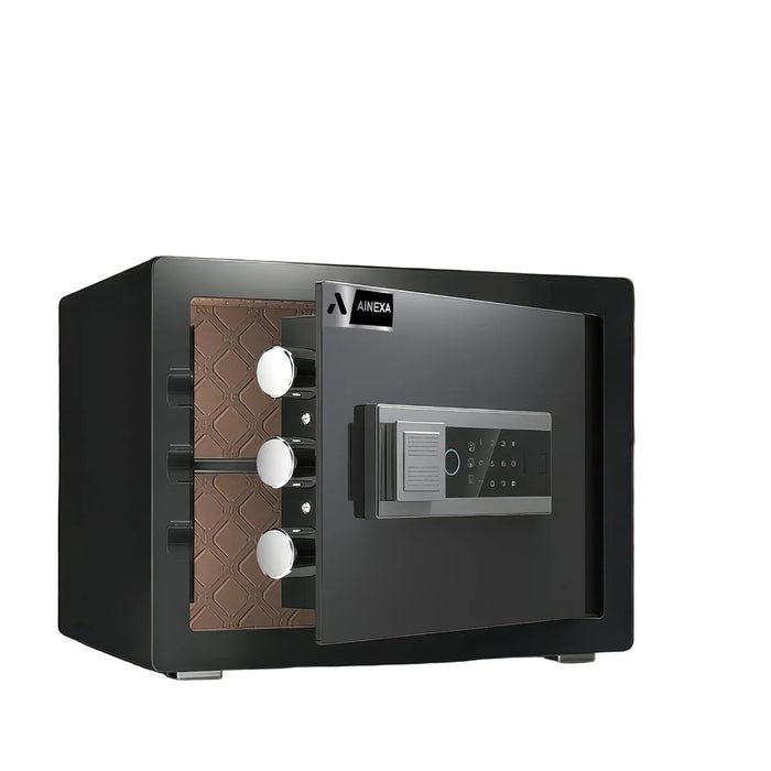 AINEXA 22L Fingerprint & Password Safe Locker with Alarm – Black