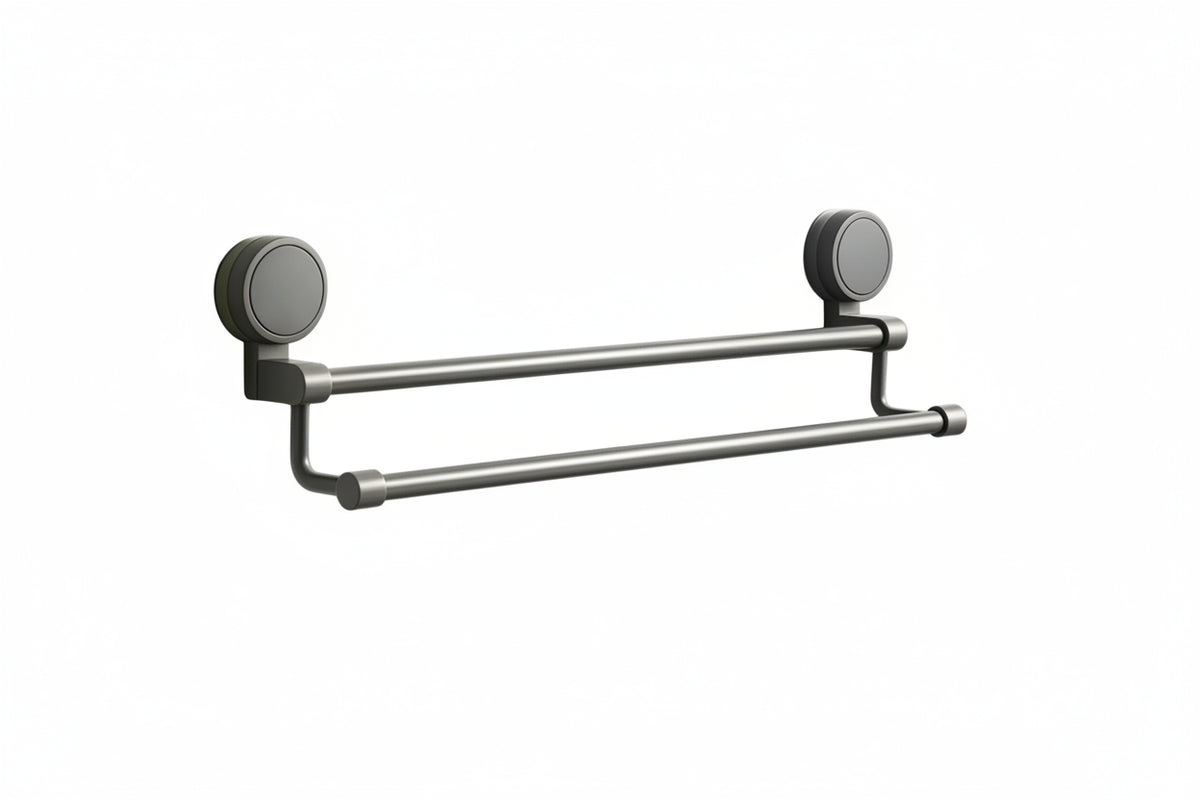 AINEXA Vacuum Suction Aluminium Double Towel Bar – Matte Grey