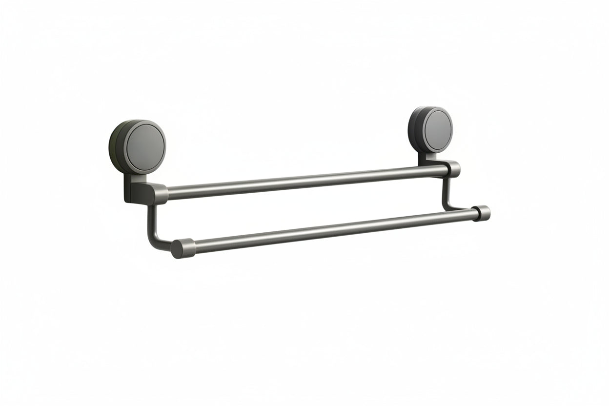 AINEXA Vacuum Suction Aluminium Double Towel Bar – Matte Grey