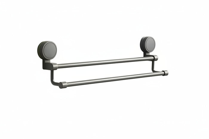 AINEXA Vacuum Suction Aluminium Double Towel Bar – Matte Grey