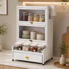 AINEXA 2-Layer Kitchen Storage Cabinet with Drawer & 4 Storage Boxes – White