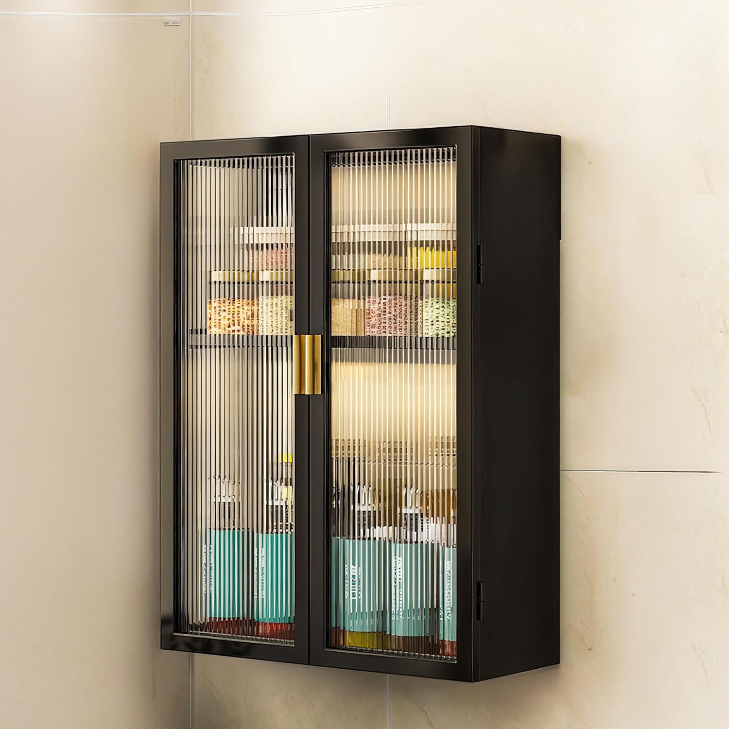 AINEXA 40 cm 2-Layer Wall-Mounted Kitchen Storage Cabinet – Black
