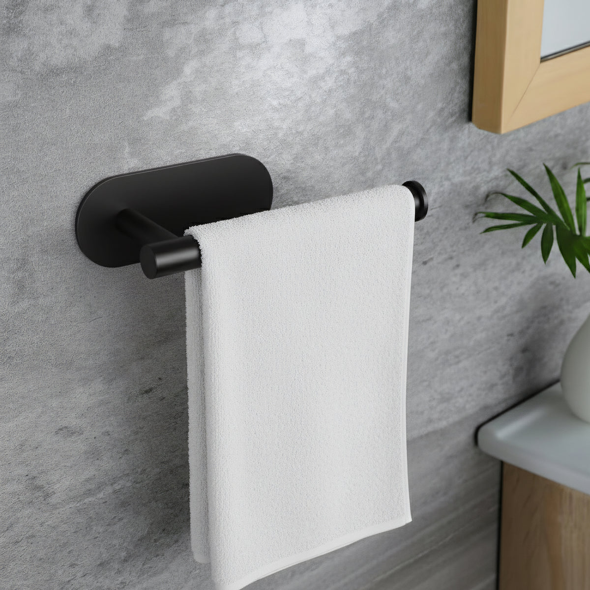 AINEXA Self-Adhesive Aluminium Hand Towel Holder – Matte Black