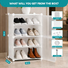 AINEXA 4-Layer Foldable Plastic Shoe Rack with Door Cover – White
