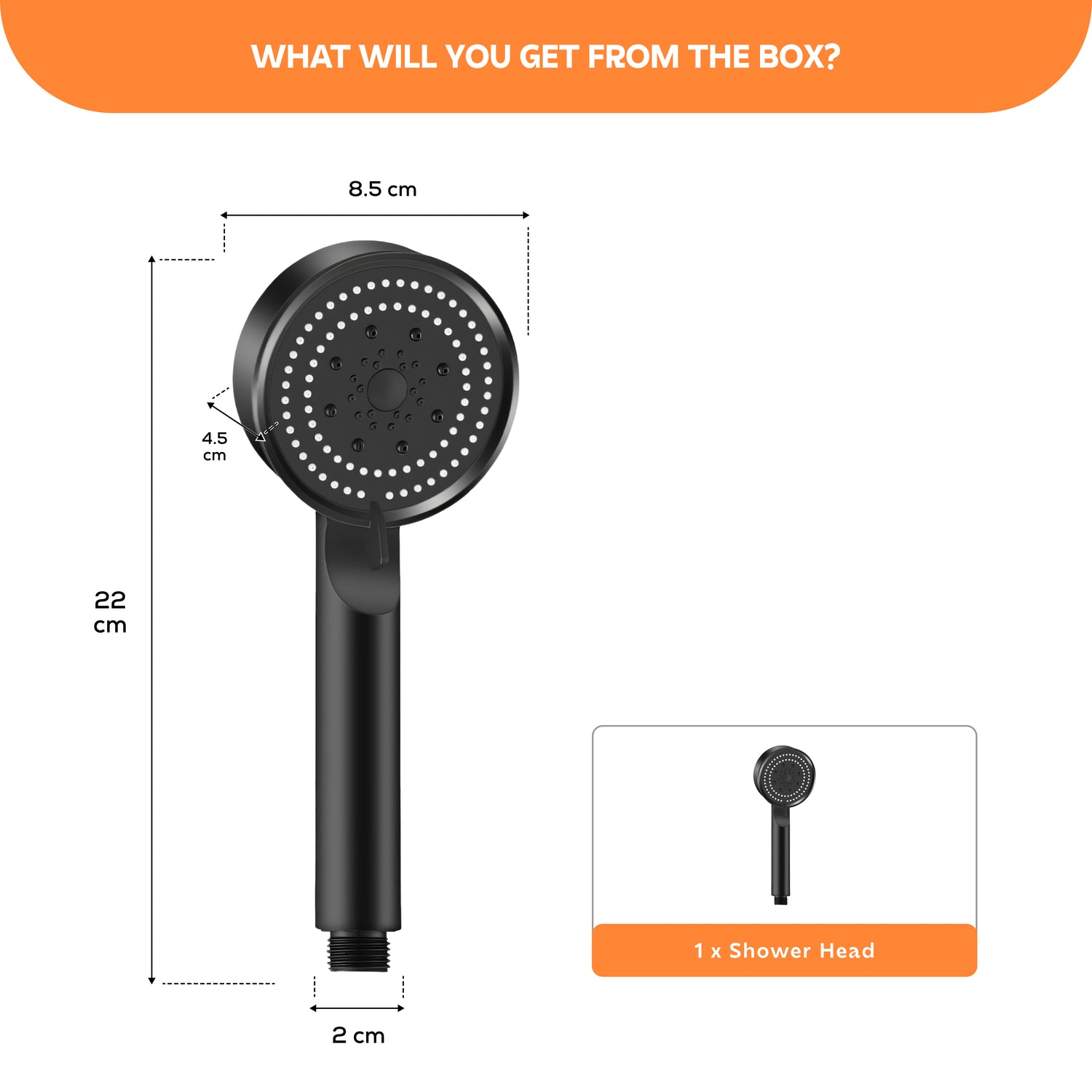 AINEXA 5-Mode High-Pressure Handheld Shower Head – Black