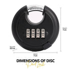 AINEXA Heavy-Duty 4-Digit Combination Disc Padlock – Black