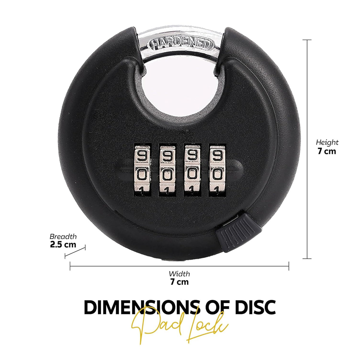 AINEXA Heavy-Duty 4-Digit Combination Disc Padlock – Black
