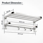 AINEXA 24-Inch 1.5 kg Folding Stainless Steel Towel Rack with Hooks – Chrome