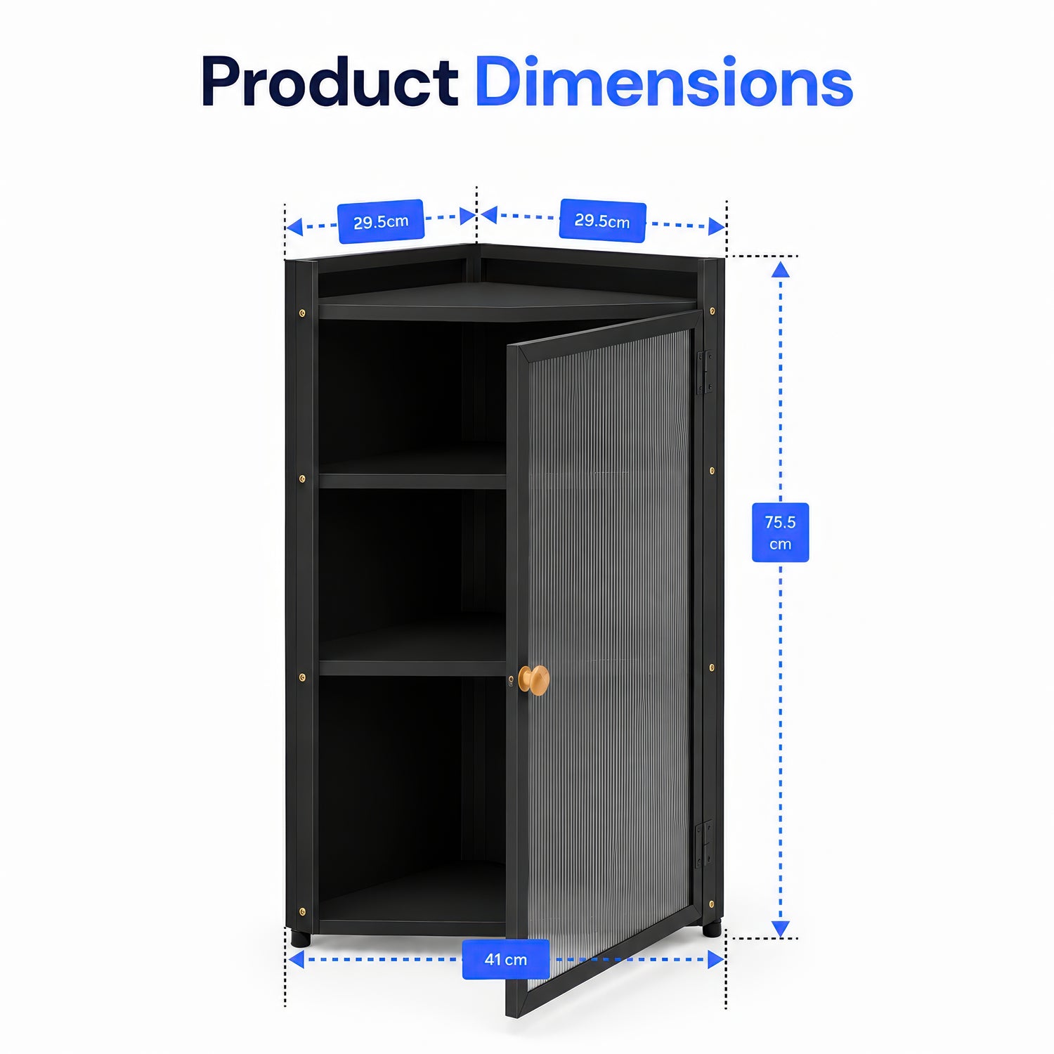 AINEXA 40 cm 3-Layer Corner Kitchen Storage Cabinet with Door – Black