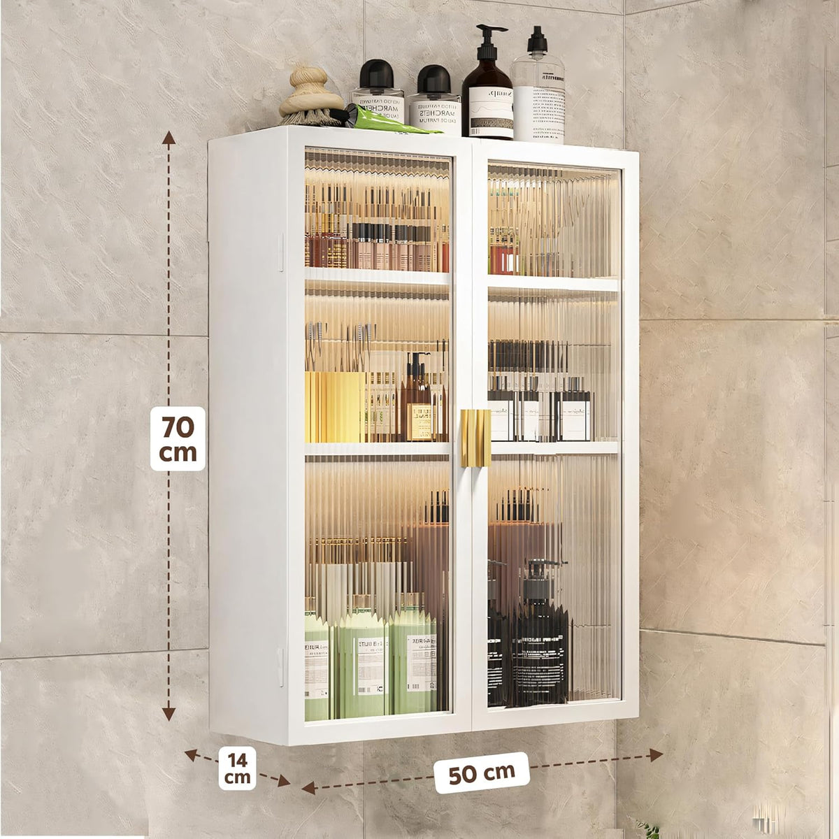 AINEXA 50 cm 3-Layer Wall-Mounted Bathroom Storage Cabinet – White