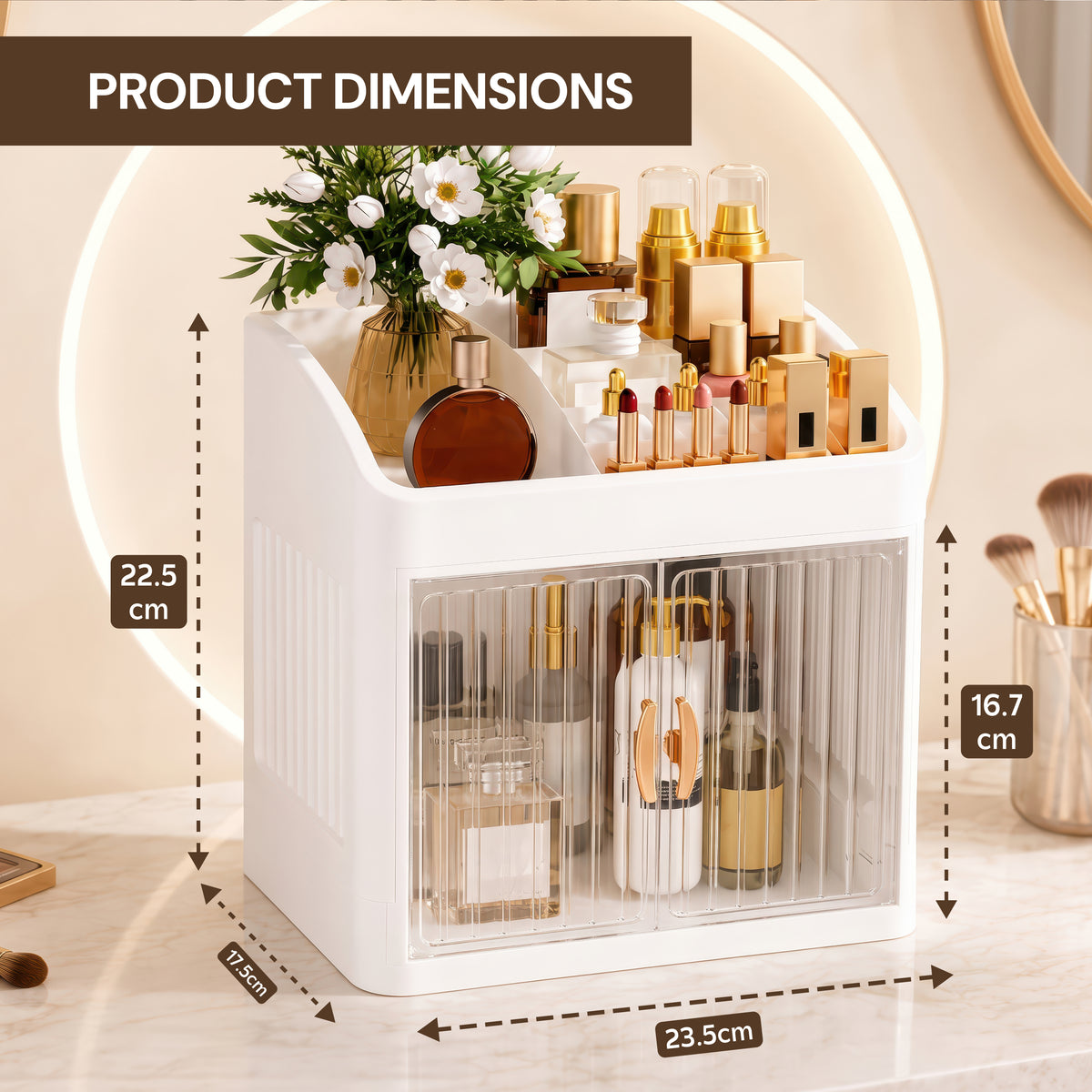 AINEXA 2-Layer Cosmetic & Makeup Organiser with Drawers – White