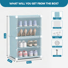 AINEXA 4-Layer Foldable Plastic Shoe Rack with Door Cover – Blue