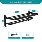 AINEXA 24-Inch Wall-Mounted Aluminium Towel Rack – Matte Black