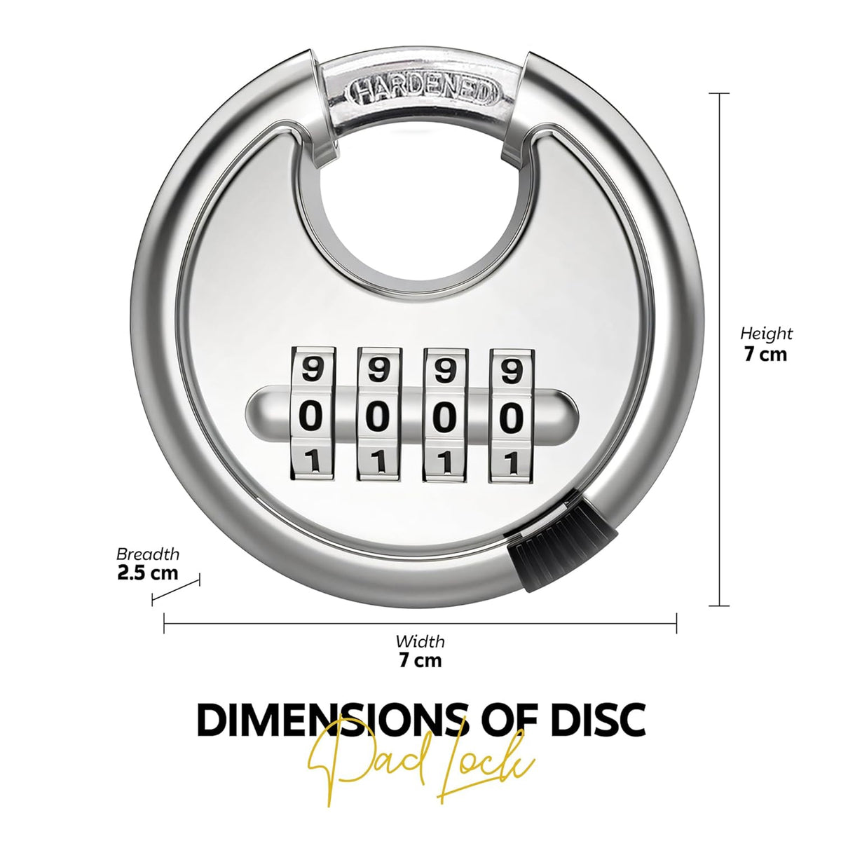AINEXA Heavy-Duty 4-Digit Combination Disc Padlock
