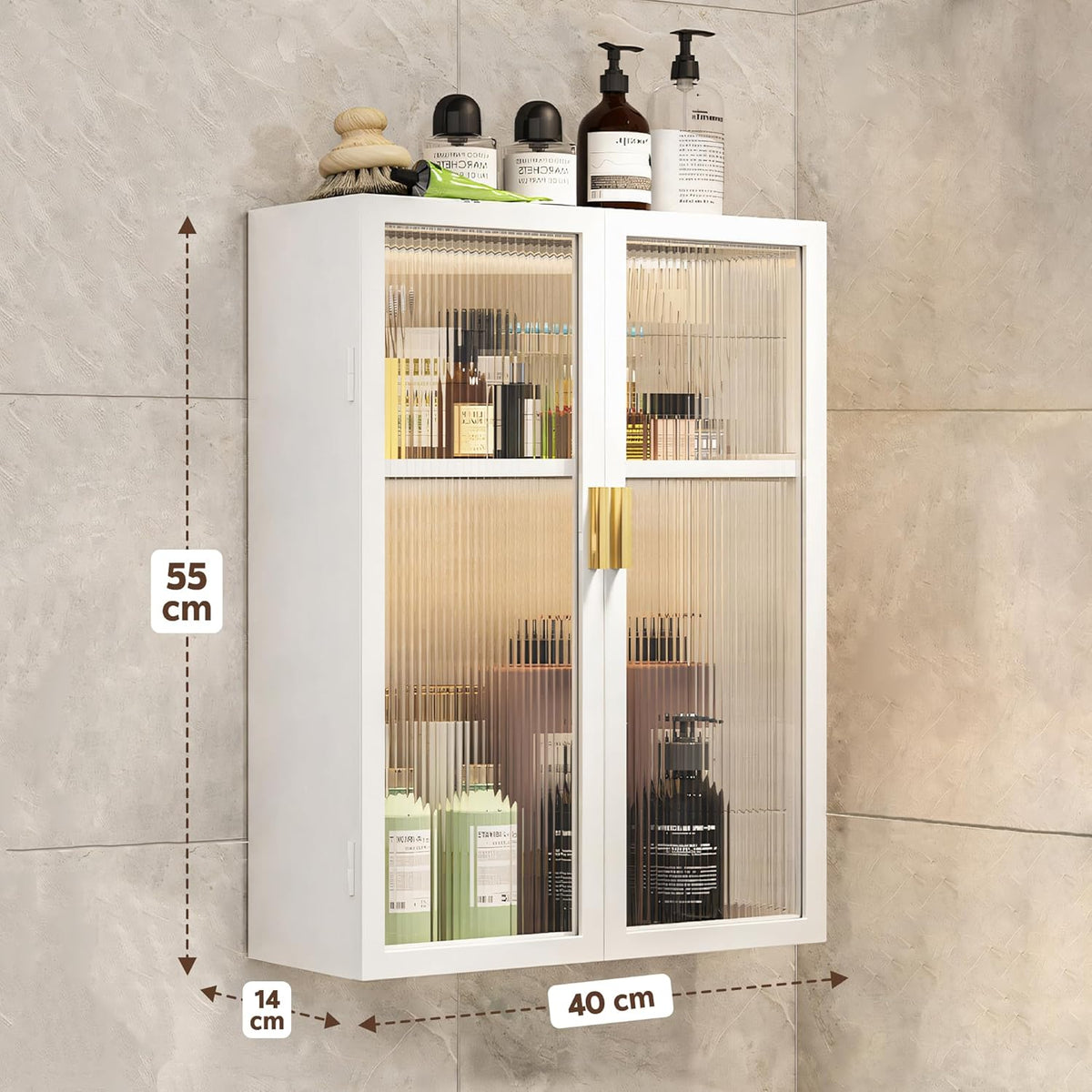 AINEXA 40 cm 2-Layer Wall-Mounted Bathroom Storage Cabinet – White