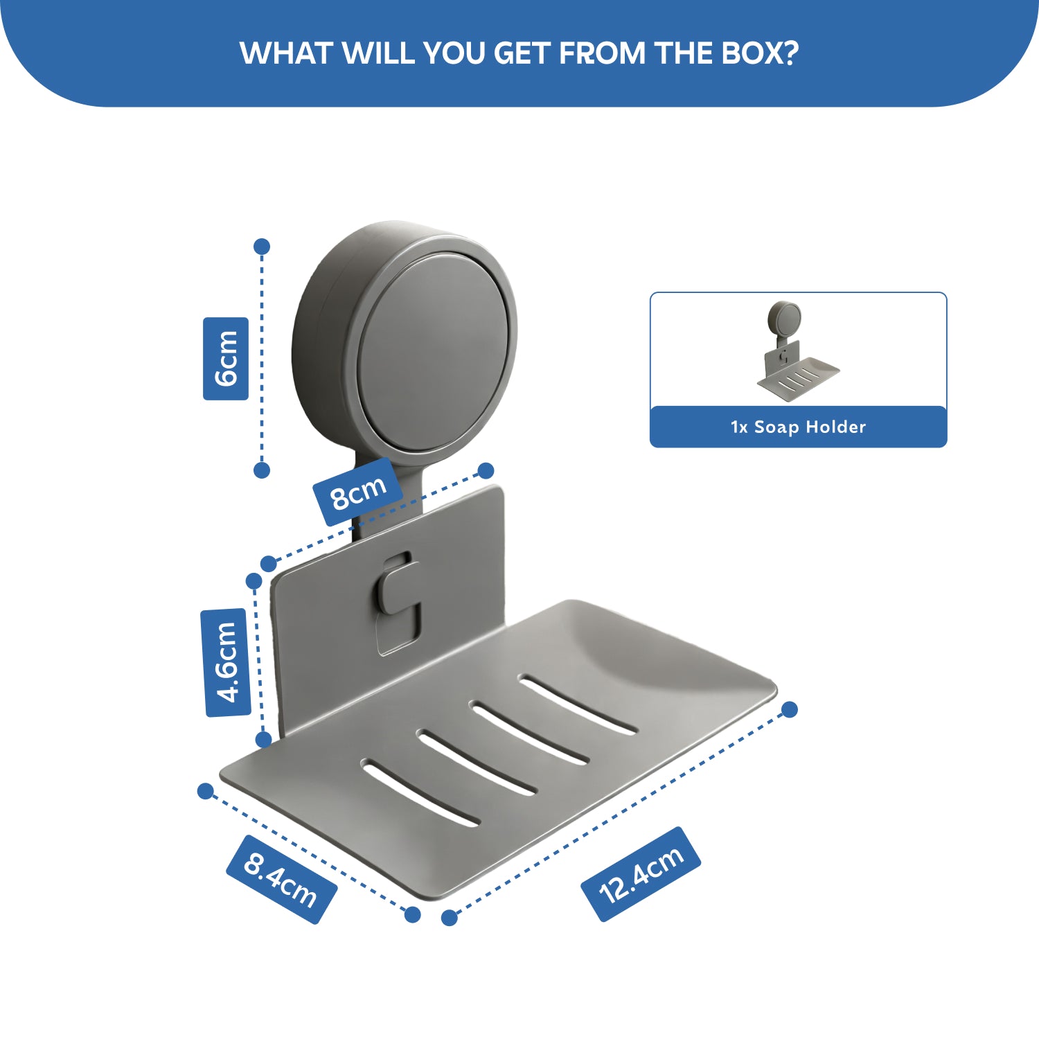 AINEXA Vacuum Suction Wall-Mounted Soap Holder – Grey